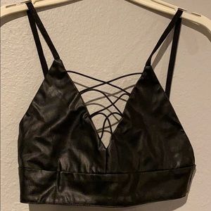 Night Out Leather Crop Tank